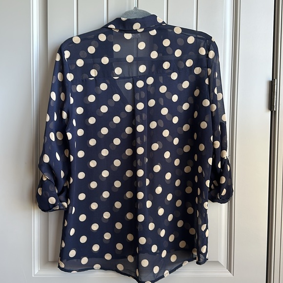 Navy polka dot sheer blouse - Picture 4 of 4
